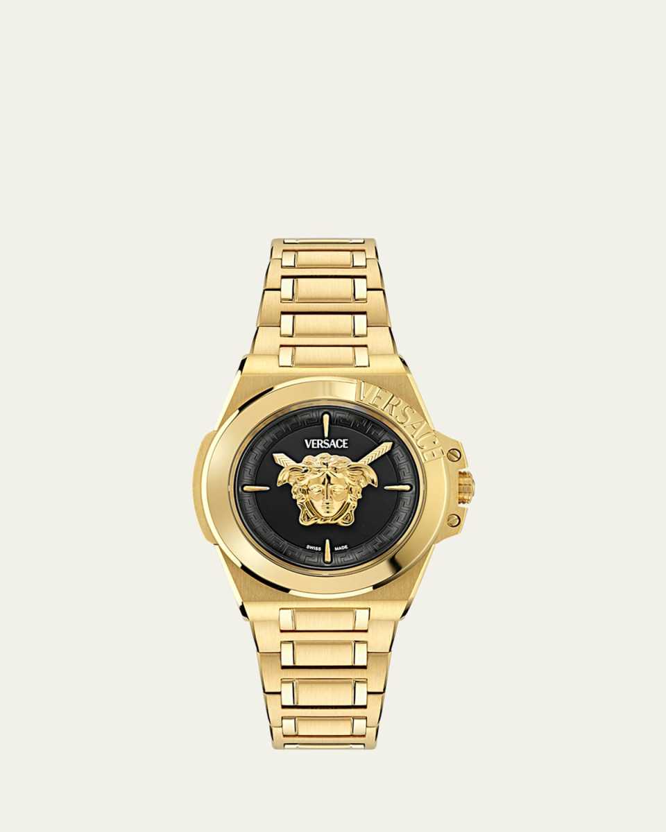 37mm Versace Hera Watch with Bracelet strap, Yellow Gold/Black